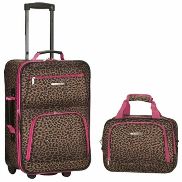 Rockland 2 PC LUGGAGE SET - PINK LEOPARD F102-PINKLEOPARD